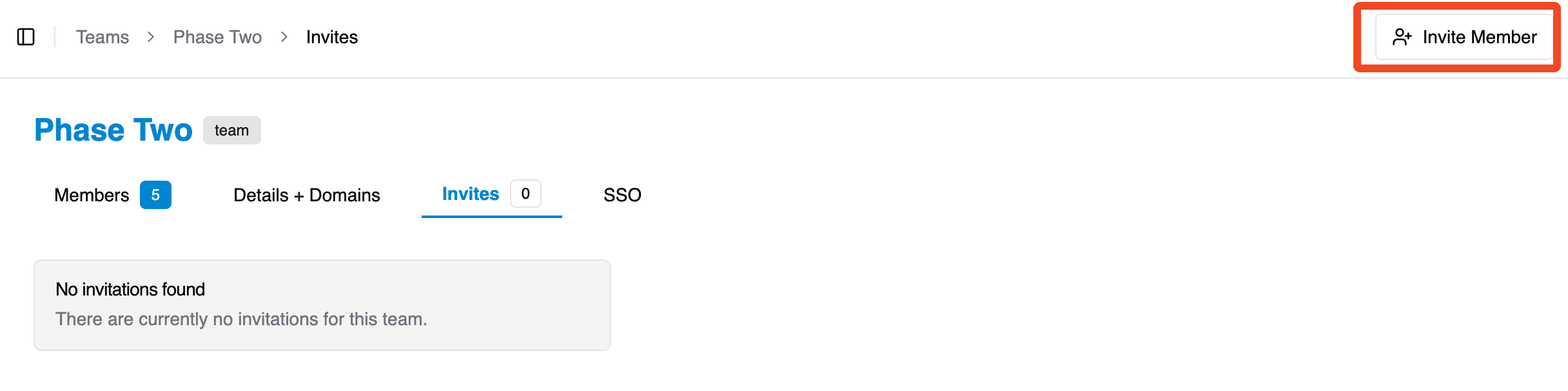 Phase Two Team Invites