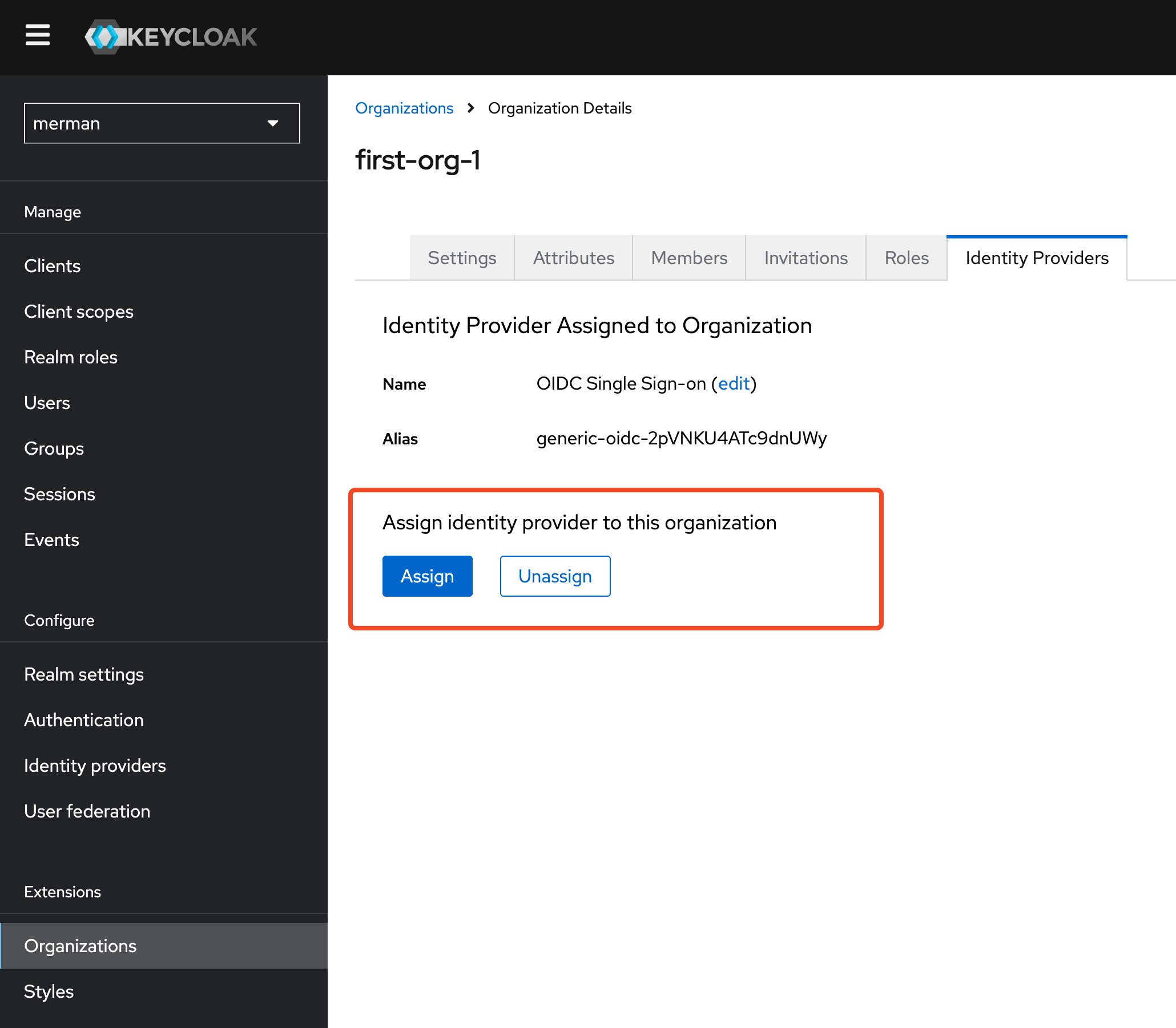 Organization Assigned IdP